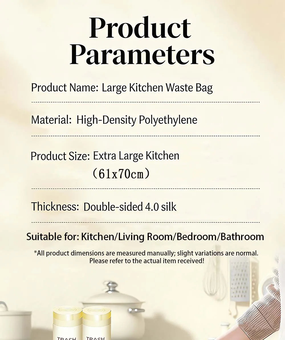 MILONG 100PCS Drawstring Trash Bags 13 Gallon Strong Large Household Portable Thickened Disposable Garbage Plastic Waste Bags