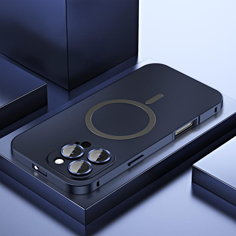 Alloy Aluminum Magnetic Case for Iphone 17 Pro Max 16 15 14 13 12 Pro Max, Metal Frame + PC Back Plate Case Compatible with Magsafe Full Camera Lens Protective Cover