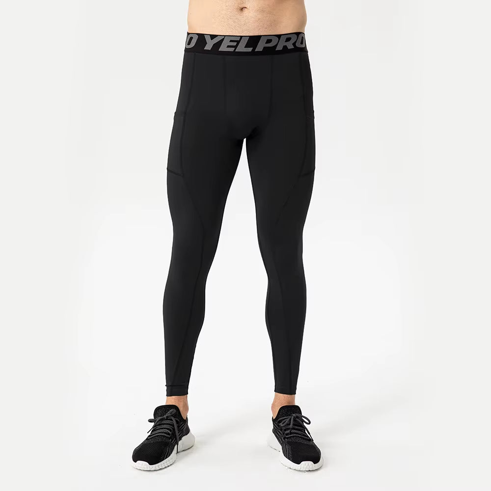 Men's Compression Running Tights - Elastic Fitness Pants for Basketball and Gym Workouts