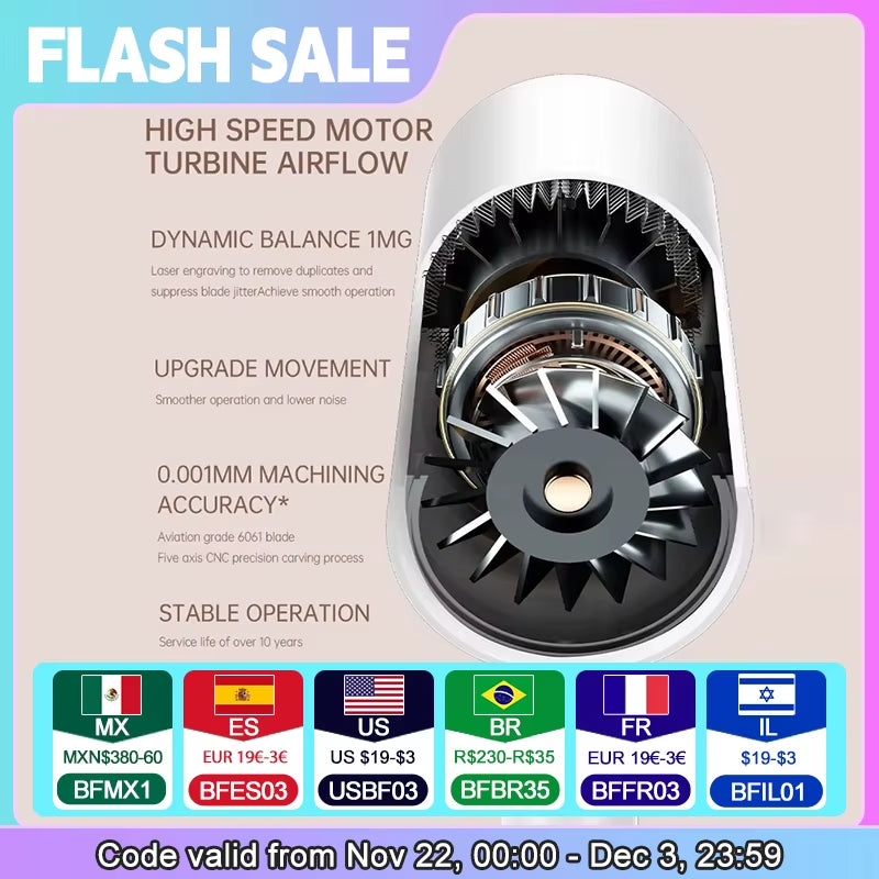 Hair Dryer, High-Speed Electric Turbine Airflow, Low Noise, Constant Temperature and Quick Drying, Suitable for Home Salons.