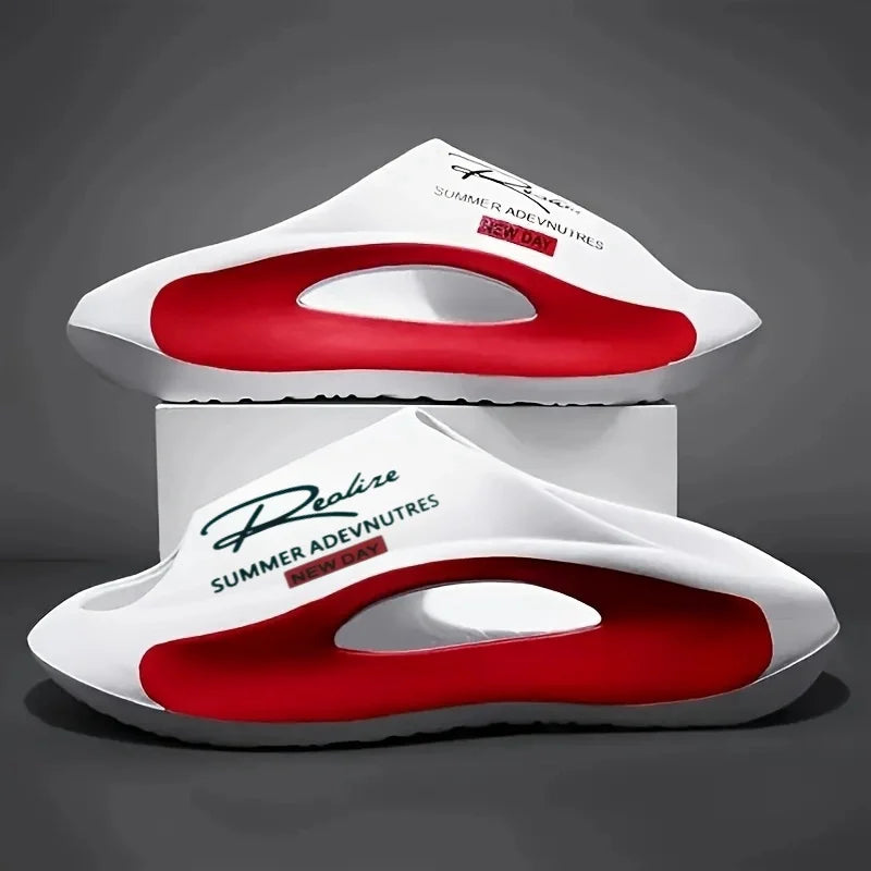 Lightweight EVA men's slide | Black and white cartoon design, exposed toes, comfortable all year round, casual indoor/outdoor us