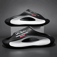 Lightweight EVA men's slide | Black and white cartoon design, exposed toes, comfortable all year round, casual indoor/outdoor us