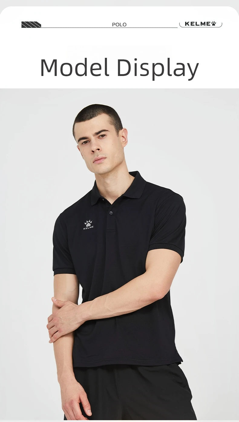 Kelme Polo Shirt Men Summer Quick Drying Short Sleeve T-shirt Club Training Football Uniforms Custom Culture Shirt