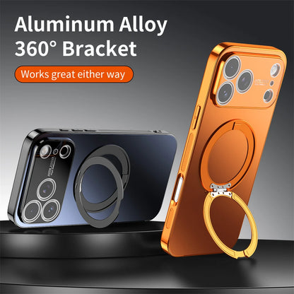 360° Rotating Magnetic Ring Stand Case For Magsafe for iPhone 17 16 15 14 13 Pro Max Air Matte Plating Shockproof Phone Cover