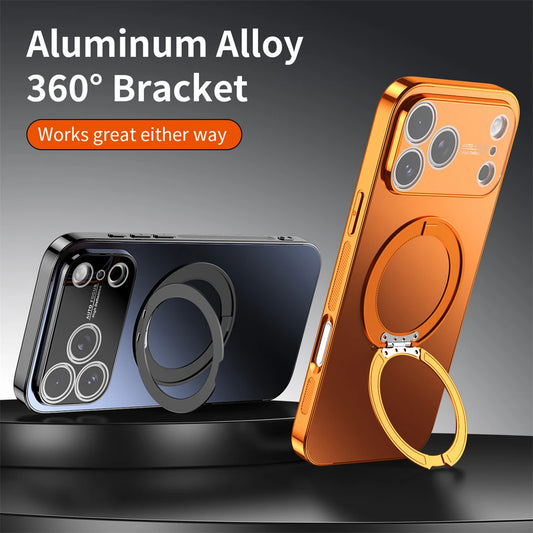 360° Rotating Magnetic Ring Stand Case For Magsafe for iPhone 17 16 15 14 13 Pro Max Air Matte Plating Shockproof Phone Cover