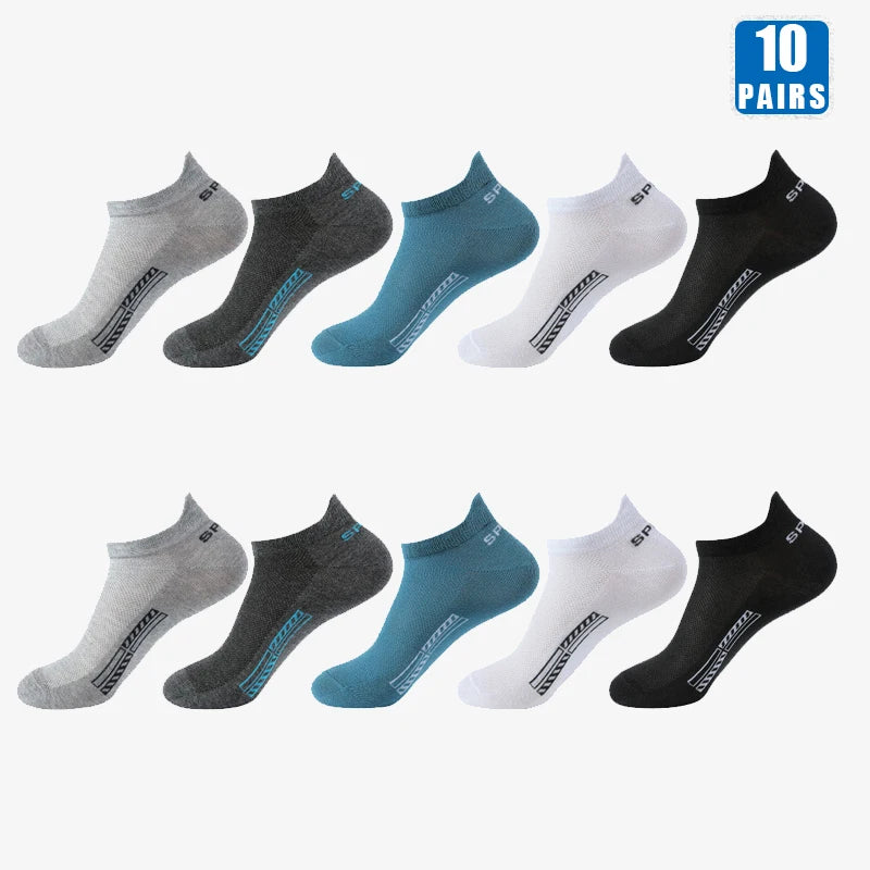 5/10 Pairs Cotton Men's Short Socks Crew Ankle Breathable Mesh Sports Casual Women Summer Low-Cut Thin Sock for Male