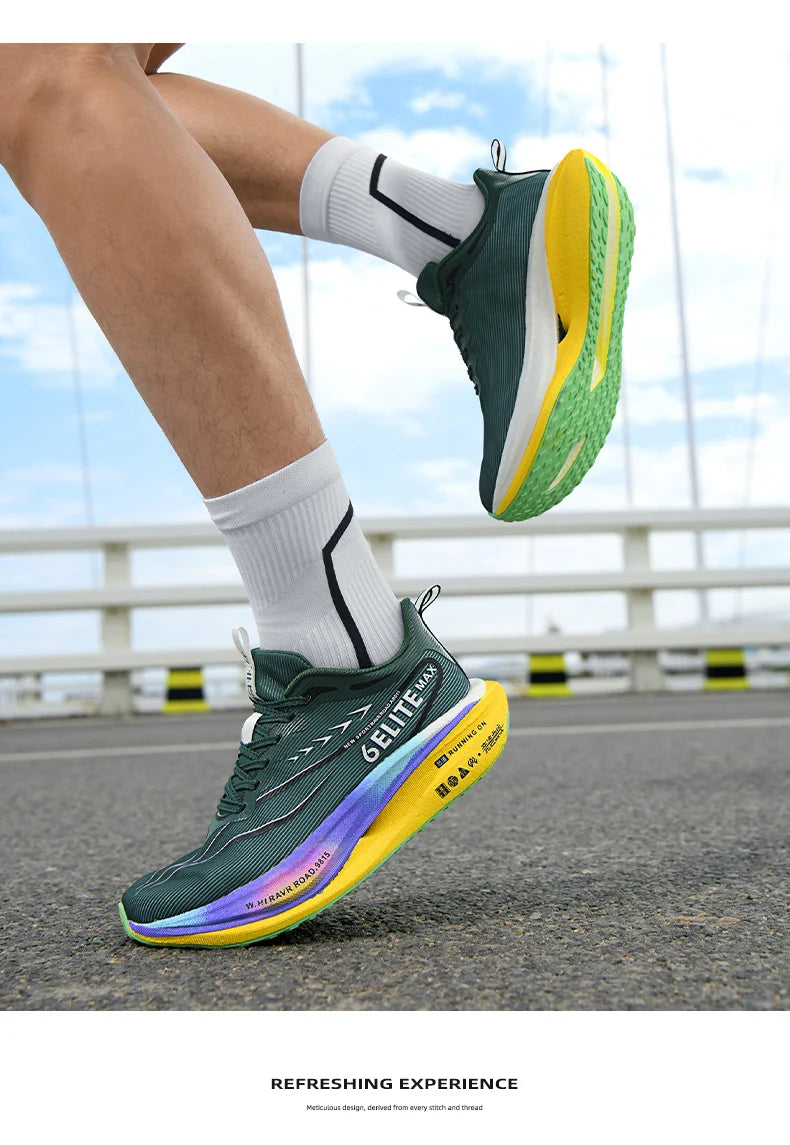 Men Running Shoes Carbon Plate Marathon Speciality Sports Breathable Lightweight Women's Comfortable Nonskid Leisure Sneakers