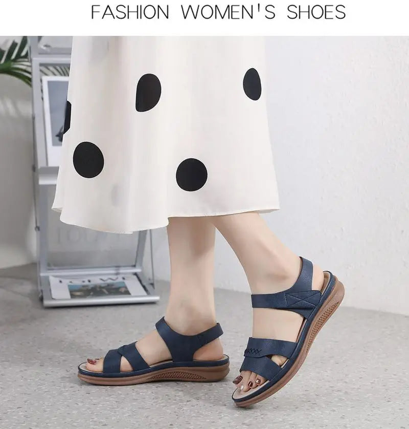 Fashion Women Summer Hook Loop Casual Open Toe Wedges Soft Bottom Breathable Shoes Sandals Sparkly Sandals for Women Size 11