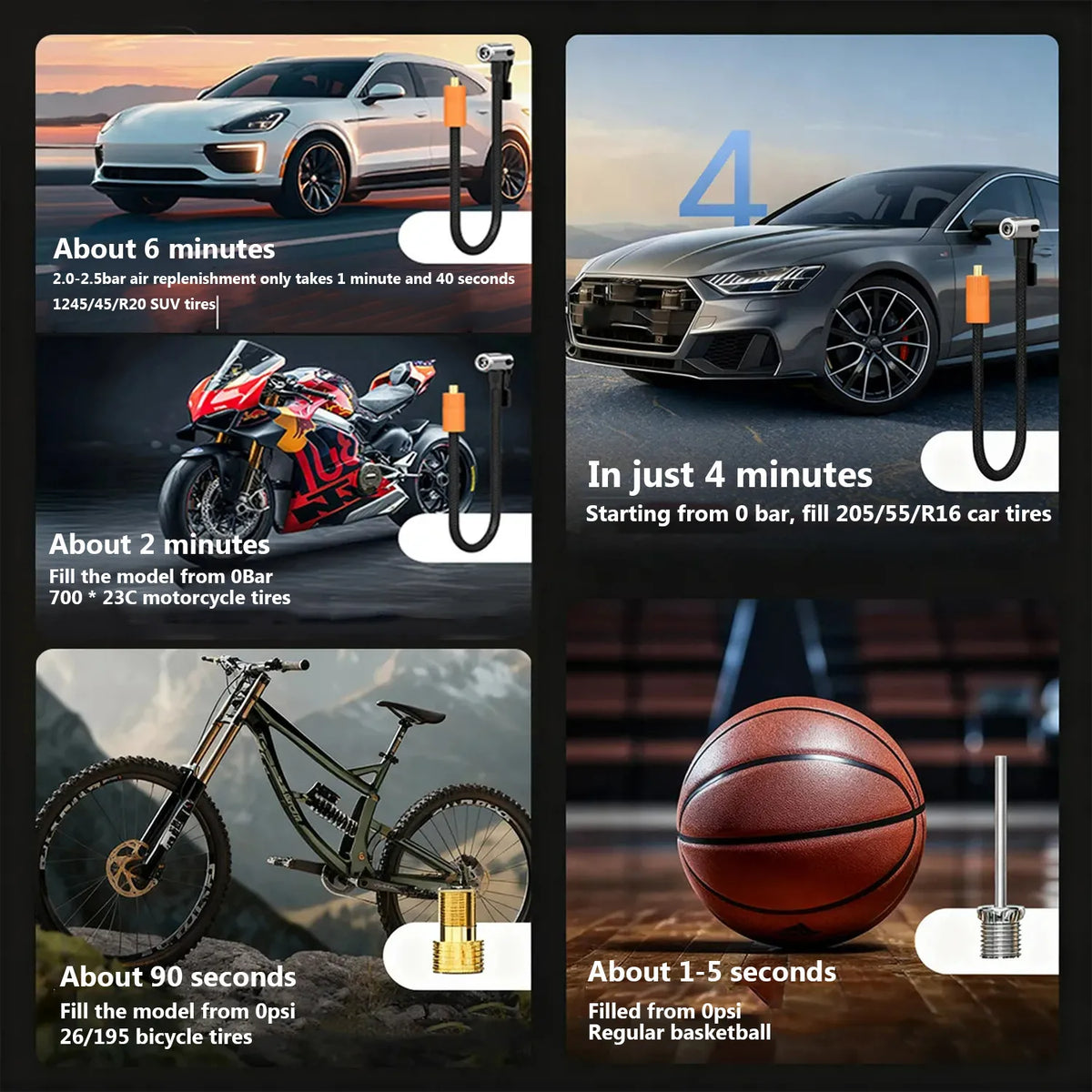 6000mAh 160PSI Air Compressor Tire Inflator Jump Starter Air Compressor 12V Car Jump Starter Engine Air Pump Inflatable Pump