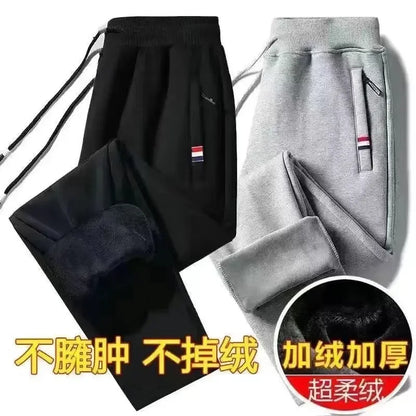 2024 Autumn Winter Plush Thickened Sports Pants for Men Warm