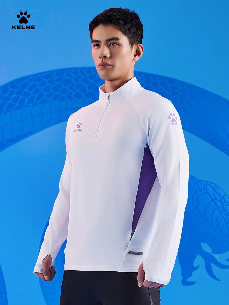 Kelme Sports Hoodie Half Zip Running Long Sleeved Men's Autumn And Winter Fitness Jacket Football Training Suit Running