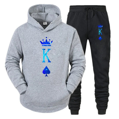 Couple Sportwear Set KING QUEEN Hoodies Two-Piece Lover Hooded Suits Hoodie Pants 2pcs Set Streetwear Men Women Matching Clothes