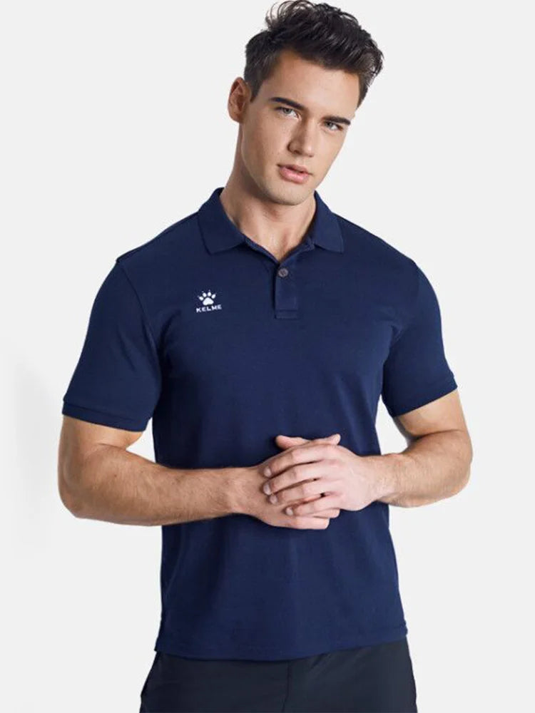 Kelme Men's Casual Polo Shirt, Daily Training Collar T-shirt, Outdoor Running Breathable Short Sleeved Quick Drying Yoga Suit