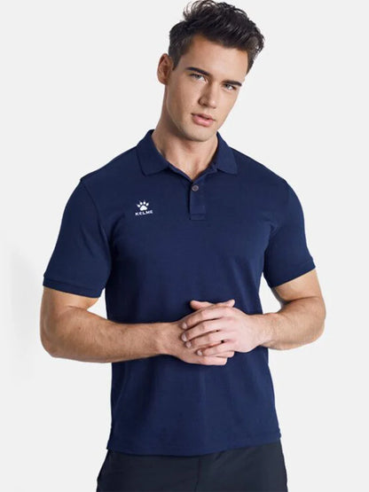 Kelme Men's Casual Polo Shirt, Daily Training Collar T-shirt, Outdoor Running Breathable Short Sleeved Quick Drying Yoga Suit