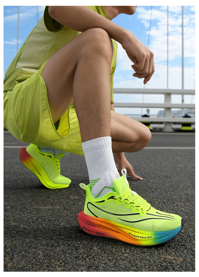 Men Running Shoes Carbon Plate Marathon Speciality Sports Breathable Lightweight Women's Comfortable Nonskid Leisure Sneakers