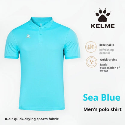 Kelme Polo Shirt Men Summer Quick Drying Short Sleeve T-shirt Club Training Football Uniforms Custom Culture Shirt
