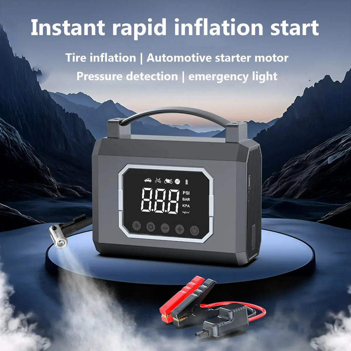 6000mAh 160PSI Air Compressor Tire Inflator Jump Starter Air Compressor 12V Car Jump Starter Engine Air Pump Inflatable Pump