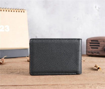 Crazy Horse Leather Men Wallets Retro Handmade Small Purse Top Cow Leather US Dollar Money Clip Bag Minimalist Wallet Portomonee