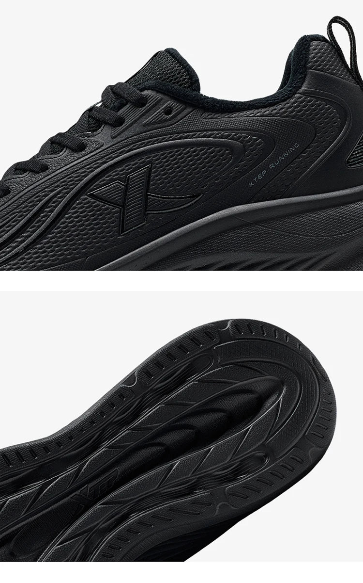 Xtep Running Shoes For Men 2024 Winter Stability Cushioning Lace Up Sports Shoes Keep Warm Jogging Soft Sneakers 876419370035
