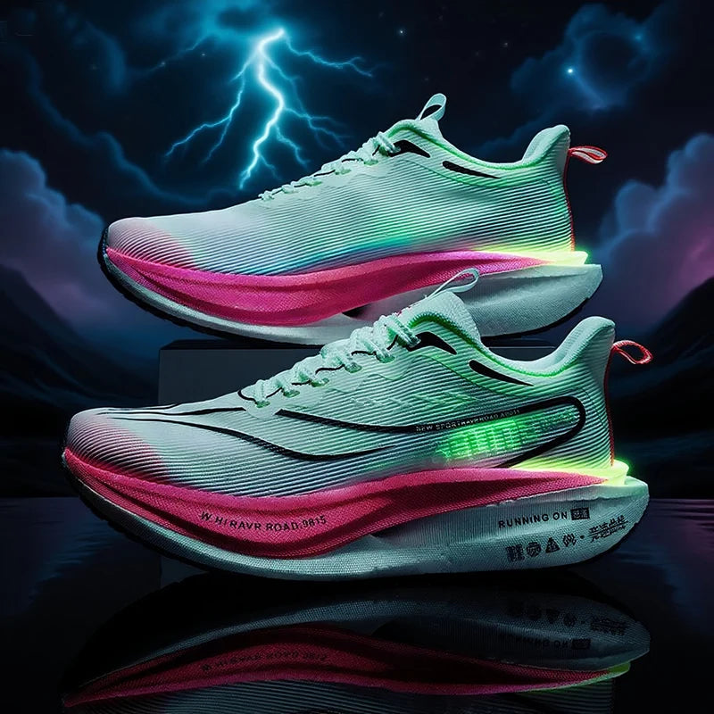 Men Running Shoes Carbon Plate Marathon Speciality Sports Breathable Lightweight Women's Comfortable Nonskid Leisure Sneakers