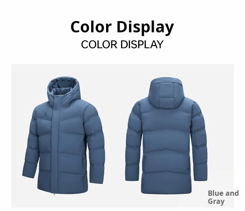 Kelme Men's Winter Windproof Training Jacket With Hooded Down-filled Insulation Outdoor Fleece-lined Thickened Coat