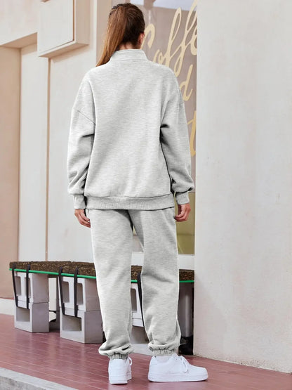 Hot Sale Of The Season Pure Color Casual Sportswear Hoodie Pants Women's Set No Pocket Cross-Border Independent Station Polyeste