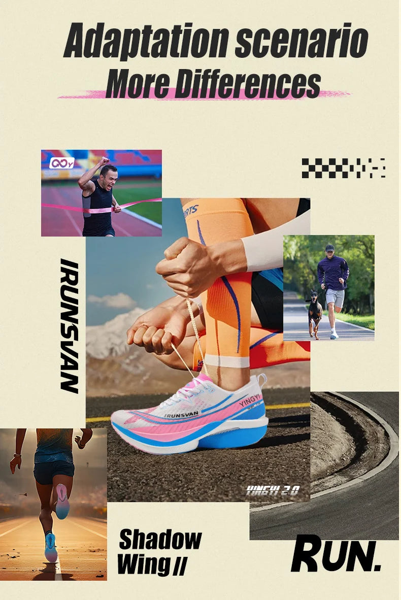 IRUNSVAN  Shadow Wing 2.0 Professional Training Racing Running Lightweight Carbon Plate Men Cushioning Shock