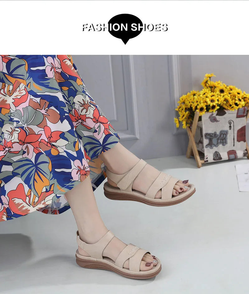 Fashion Women Summer Hook Loop Casual Open Toe Wedges Soft Bottom Breathable Shoes Sandals Sparkly Sandals for Women Size 11