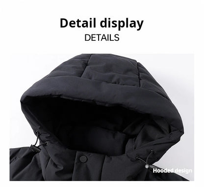 Kelme Men's Winter Windproof Training Jacket With Hooded Down-filled Insulation Outdoor Fleece-lined Thickened Coat