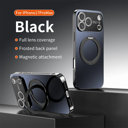 360° Rotating Magnetic Ring Stand Case For Magsafe for iPhone 17 16 15 14 13 Pro Max Air Matte Plating Shockproof Phone Cover