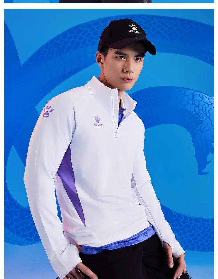 Kelme Sports Hoodie Half Zip Running Long Sleeved Men's Autumn And Winter Fitness Jacket Football Training Suit Running