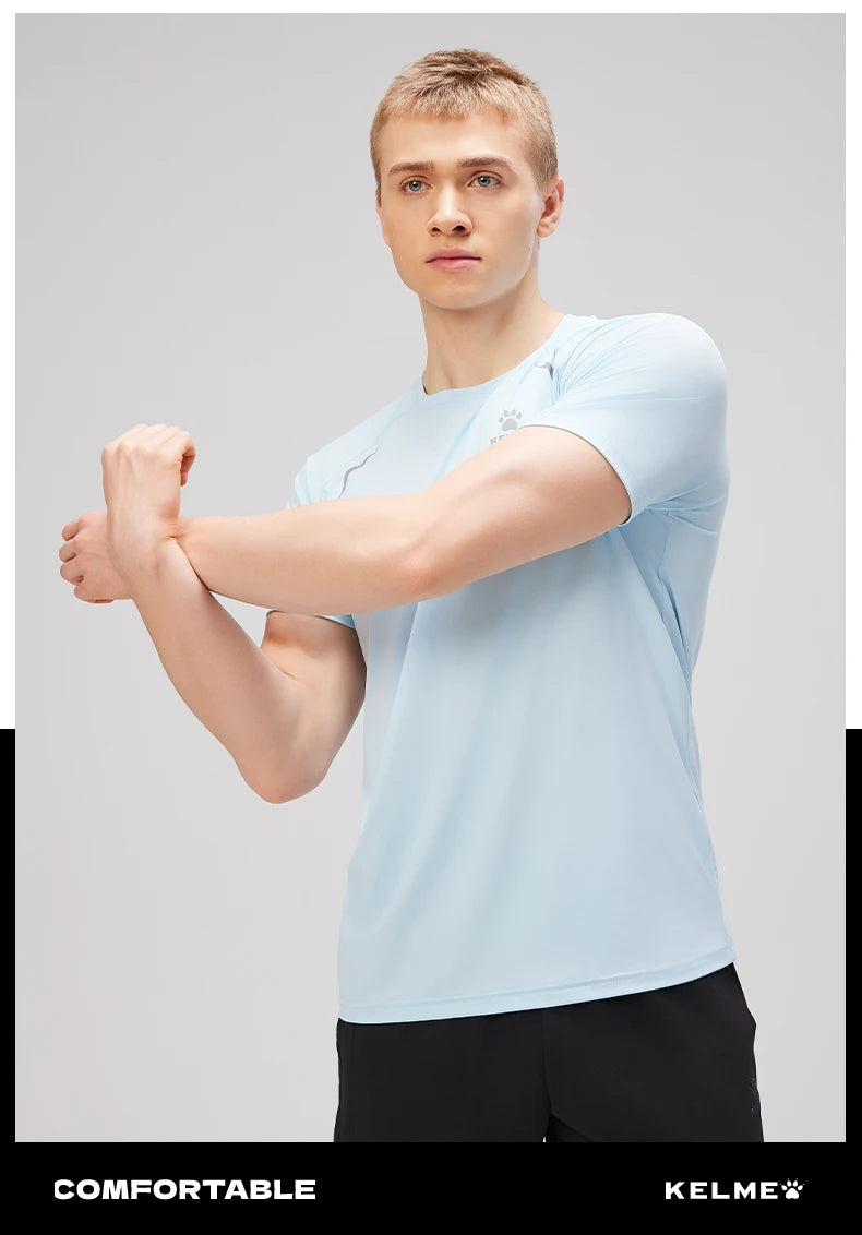 Kelme Men's Sports Tops Quick-drying Fitness Clothes Outdoor Running Breathable Short-sleeved Soccer Basketball T-shirt