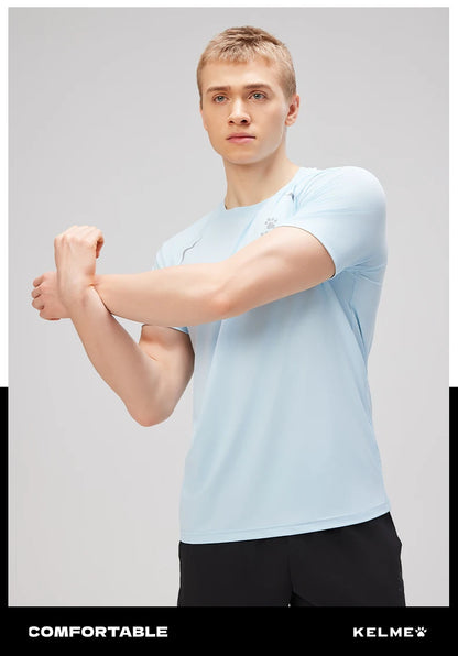 Kelme Men's Sports Tops Quick-drying Fitness Clothes Outdoor Running Breathable Short-sleeved Soccer Basketball T-shirt