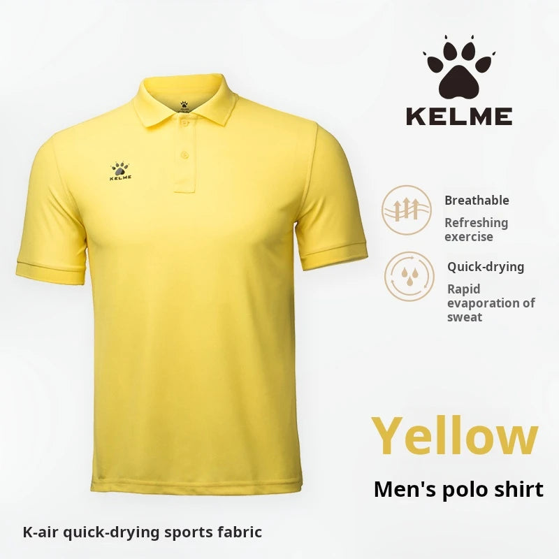 Kelme Polo Shirt Men Summer Quick Drying Short Sleeve T-shirt Club Training Football Uniforms Custom Culture Shirt