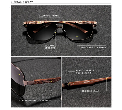 KINGSEVEN Polarized Aluminum Sunglasses Men UV400 HD Lens Pilot Eye Protection Photochromic Glasses Women Night Vision Eyewear