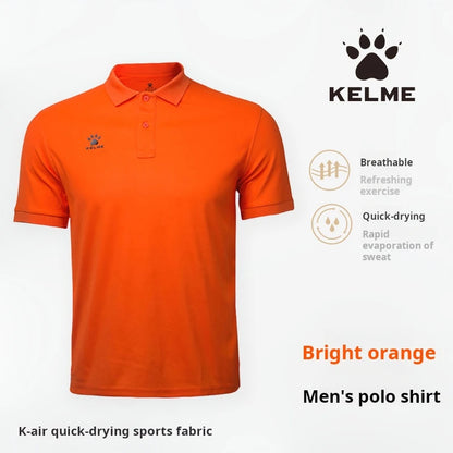 Kelme Polo Shirt Men Summer Quick Drying Short Sleeve T-shirt Club Training Football Uniforms Custom Culture Shirt