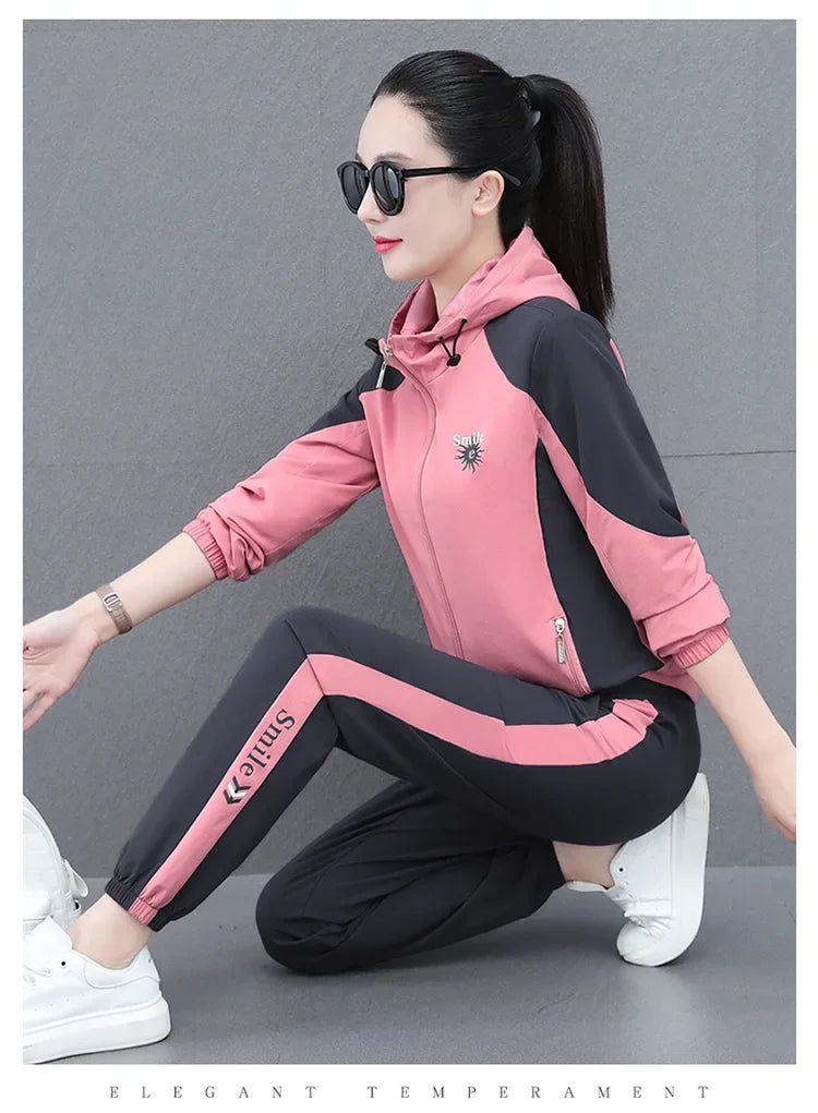 Fall Hot Sale Of The Season Women's Hooded Jacket Outdoor Sports Casual Loose Fit Windproof Large Size Two-Piece Set New Arrival