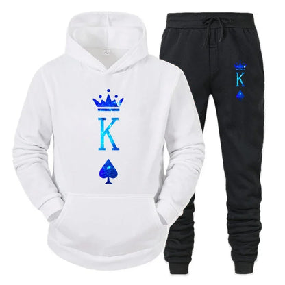 Couple Sportwear Set KING QUEEN Hoodies Two-Piece Lover Hooded Suits Hoodie Pants 2pcs Set Streetwear Men Women Matching Clothes
