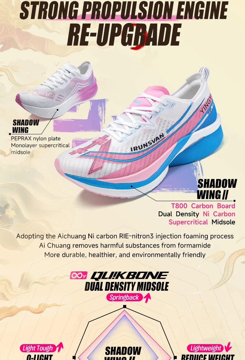 IRUNSVAN  Shadow Wing 2.0 Professional Training Racing Running Lightweight Carbon Plate Men Cushioning Shock