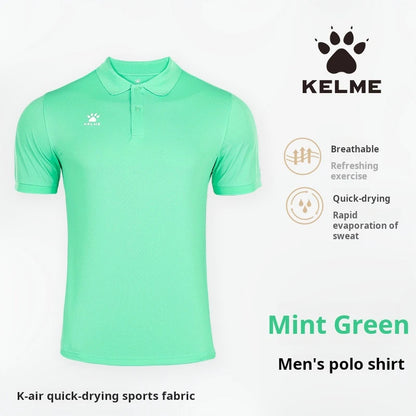 Kelme Polo Shirt Men Summer Quick Drying Short Sleeve T-shirt Club Training Football Uniforms Custom Culture Shirt