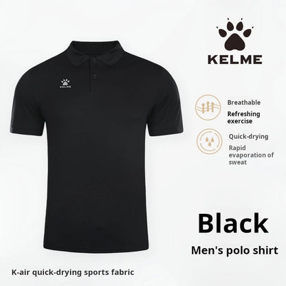 Kelme Polo Shirt Men Summer Quick Drying Short Sleeve T-shirt Club Training Football Uniforms Custom Culture Shirt