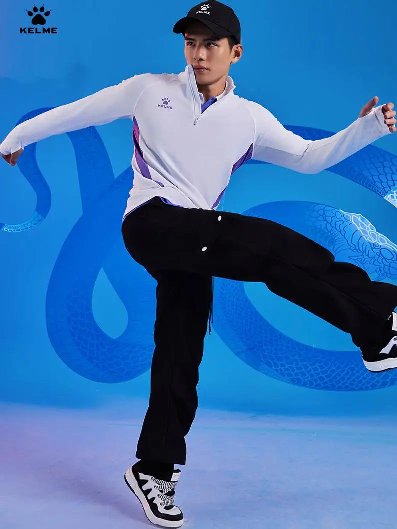 Kelme Sports Hoodie Half Zip Running Long Sleeved Men's Autumn And Winter Fitness Jacket Football Training Suit Running
