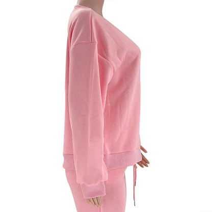 Fashionable Casual Long Sleeve Sweatshirtsuit Women's Clothing Round Neck Pullover Trousers Solid Color Autumn Winter Collection