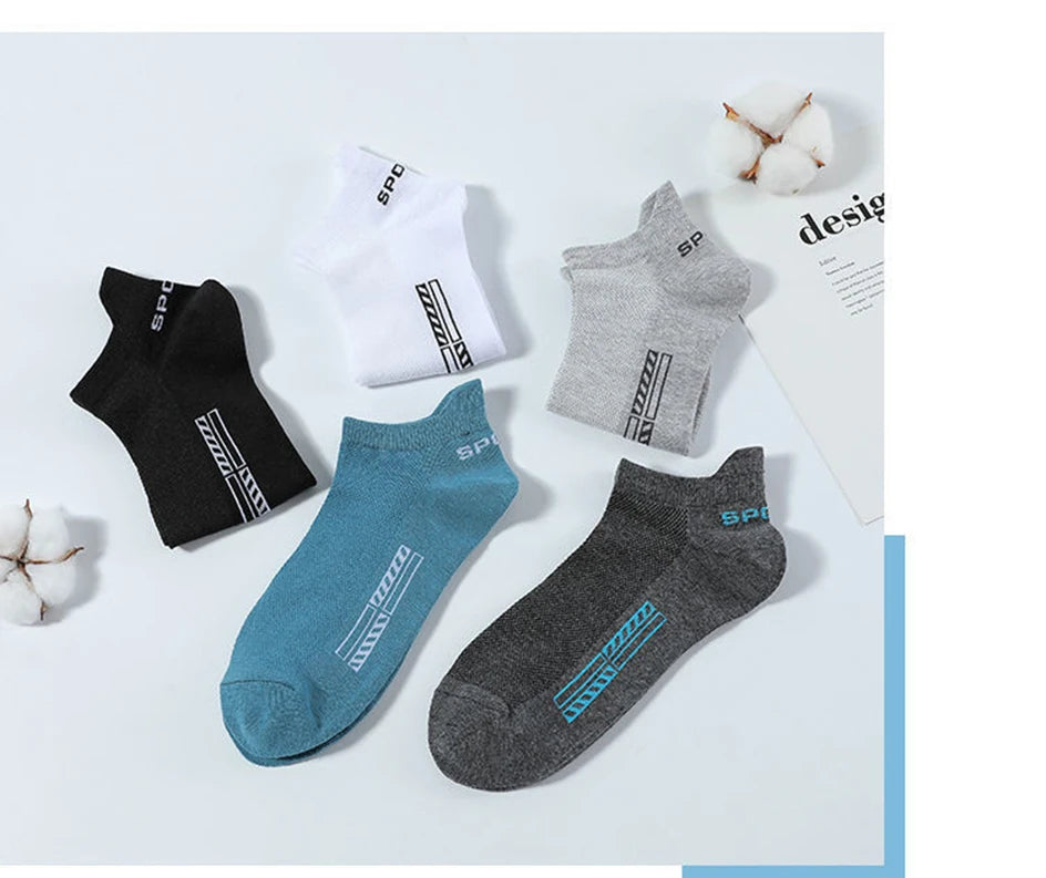 5/10 Pairs Cotton Men's Short Socks Crew Ankle Breathable Mesh Sports Casual Women Summer Low-Cut Thin Sock for Male