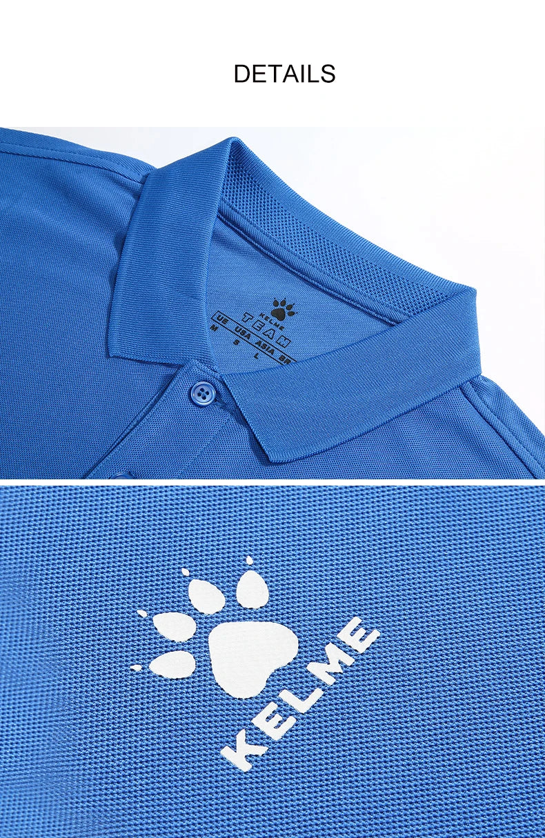 Kelme Men's Casual Polo Shirt, Daily Training Collar T-shirt, Outdoor Running Breathable Short Sleeved Quick Drying Yoga Suit