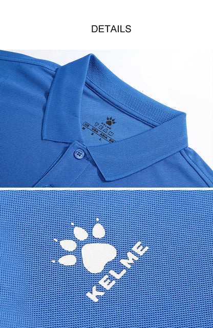 Kelme Men's Casual Polo Shirt, Daily Training Collar T-shirt, Outdoor Running Breathable Short Sleeved Quick Drying Yoga Suit