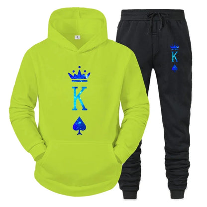 Couple Sportwear Set KING QUEEN Hoodies Two-Piece Lover Hooded Suits Hoodie Pants 2pcs Set Streetwear Men Women Matching Clothes