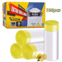 MILONG 100PCS Drawstring Trash Bags 13 Gallon Strong Large Household Portable Thickened Disposable Garbage Plastic  Waste Bags