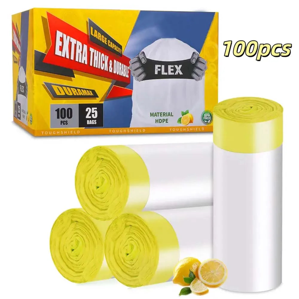 MILONG 100PCS Drawstring Trash Bags 13 Gallon Strong Large Household Portable Thickened Disposable Garbage Plastic  Waste Bags