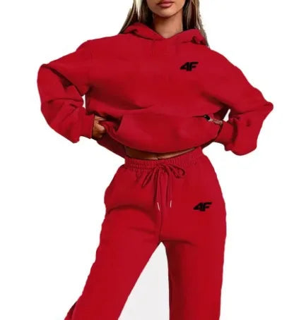 New Letter Print Womens Casual Hoodie Sweatshirt Tracksuit Set Simple Style Sportswear